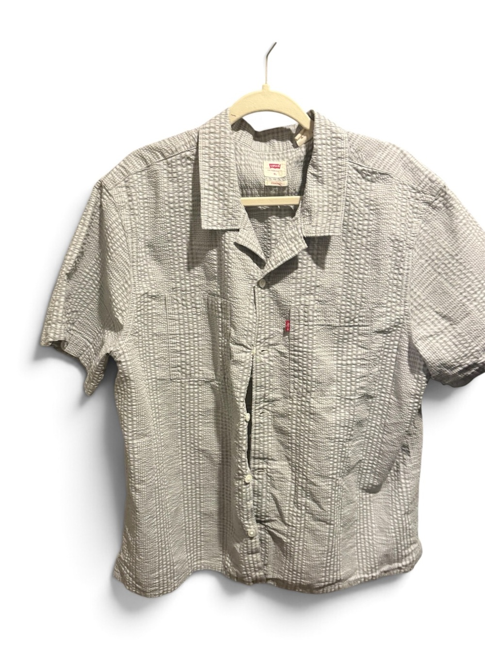 Levi's Light Beige Short-Sleeve Textured Button-Up Shirt